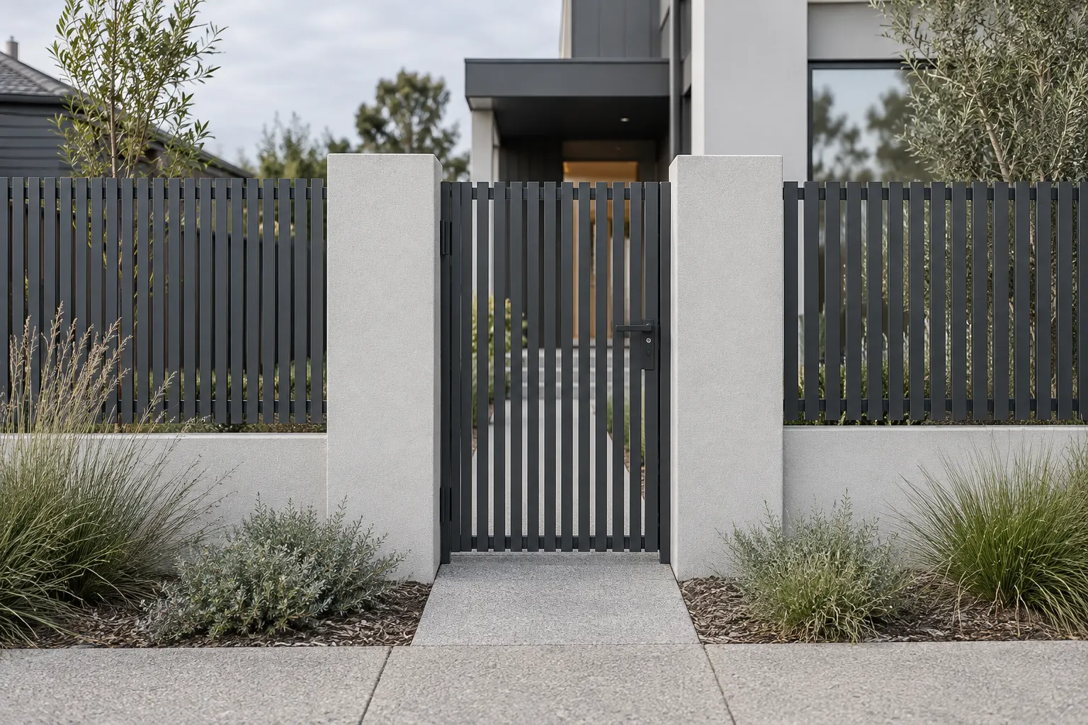 Matching pedestrian gates design illustration